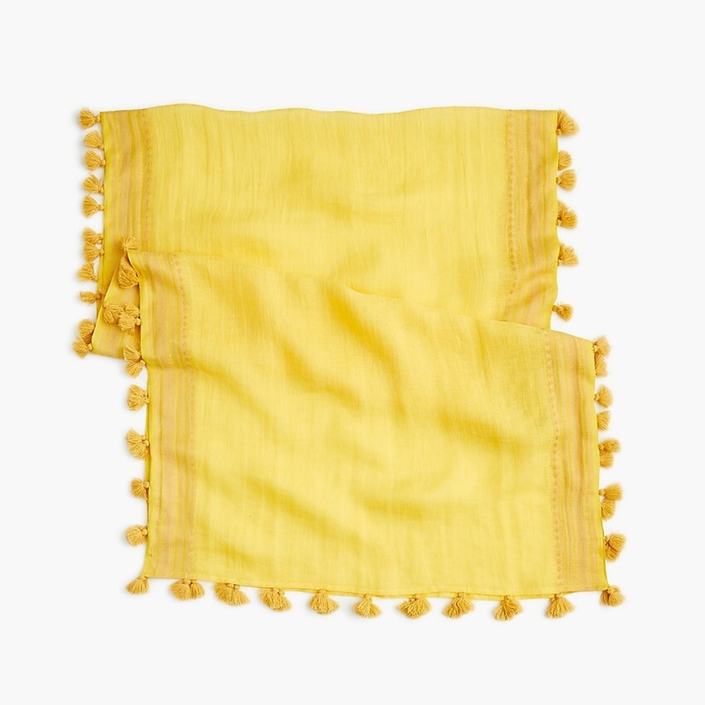 J. Crew NWT Women's‎ Summerweight Pom-Pom Scarf - Picture 2 of 2